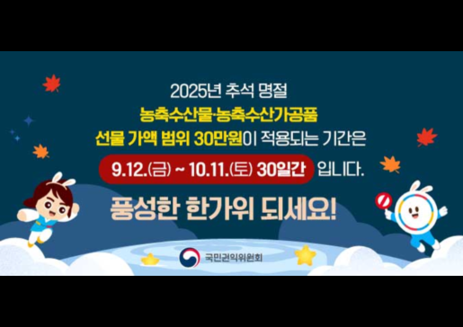 2025년 추석 명절 청탁금지법 선물 바로알기